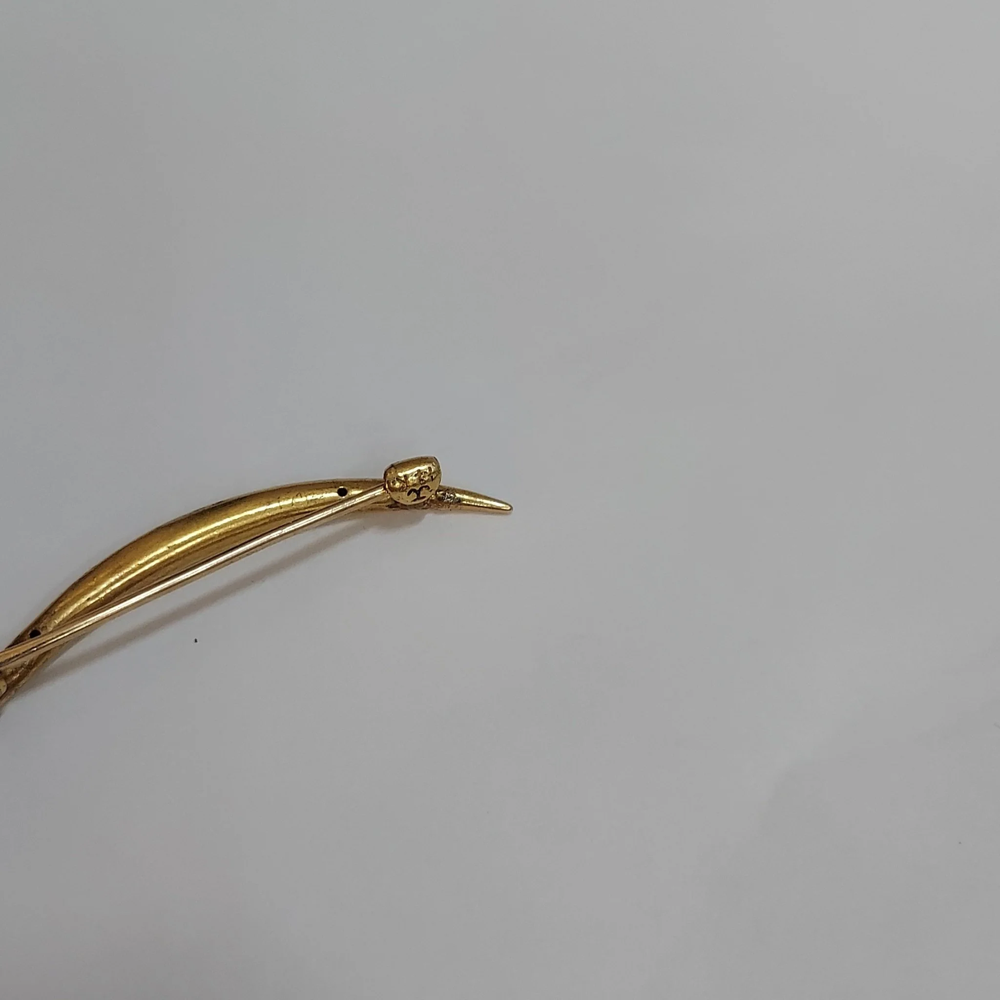 14K Gold Crescent Brooch - Image 6