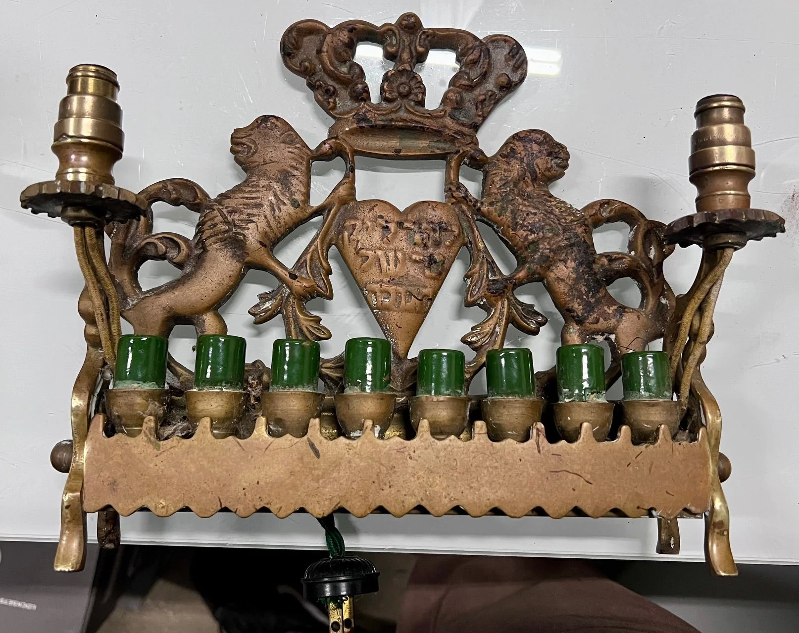 Antique Brass Hanukkah Menorah