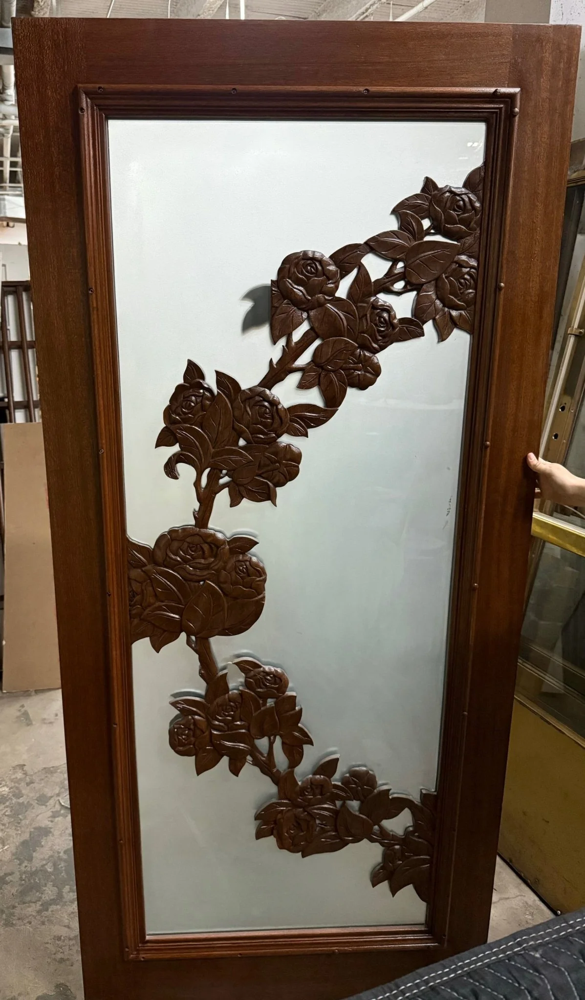 Glass & Carved Wood Door - Image 4