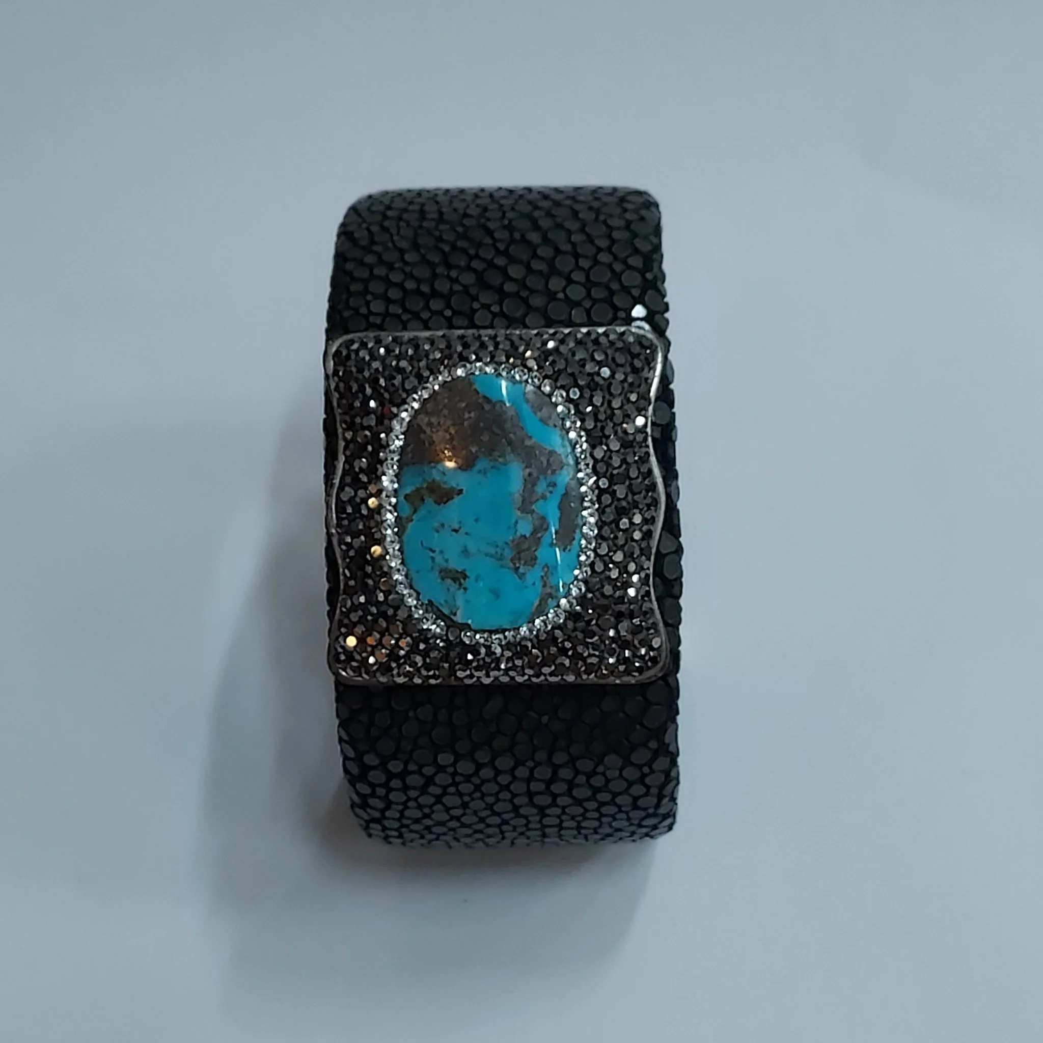 Lisa M Stingray, Sterling Silver, Turquoise & Stone Cuff Bracelet - Image 9