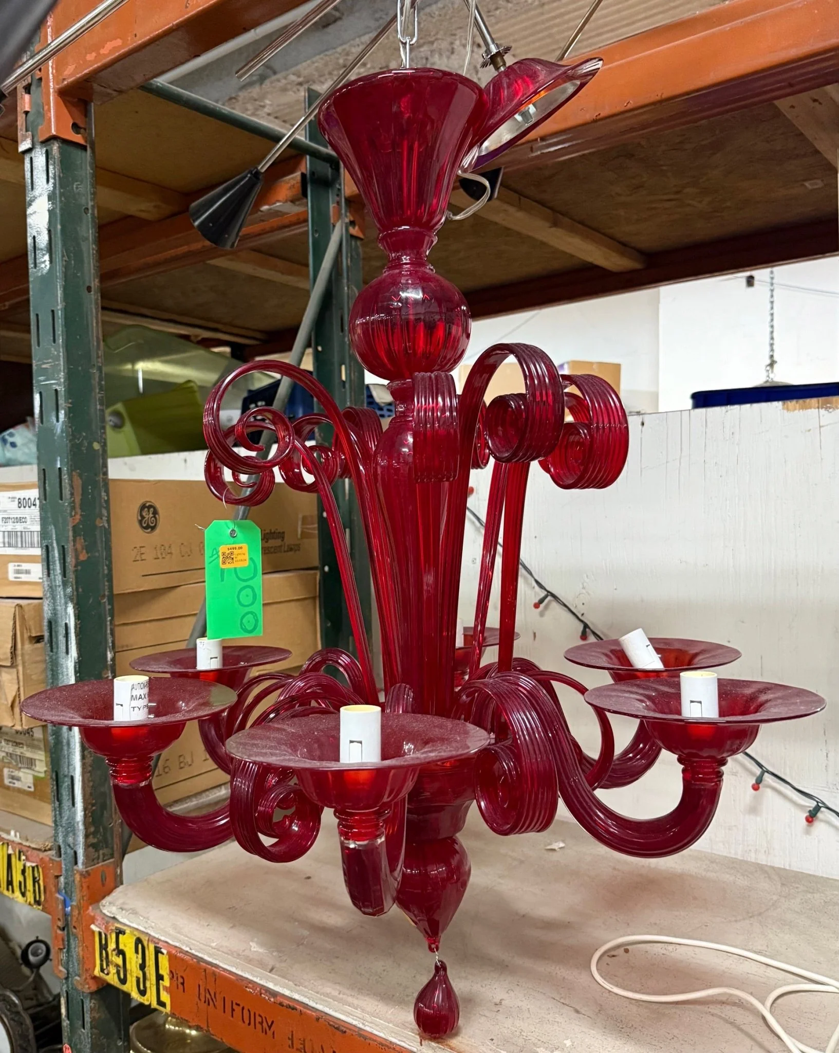 Red Murano Glass Chandelier
