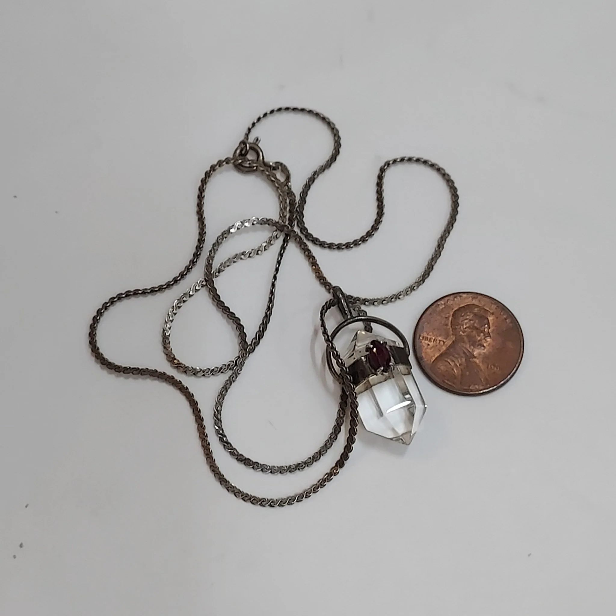 Sterling, Quartz & Garnet Necklace - Image 7