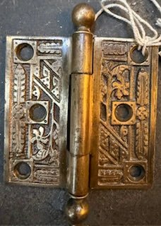 Vintage Ornate Brass Hinge Pair - Image 2